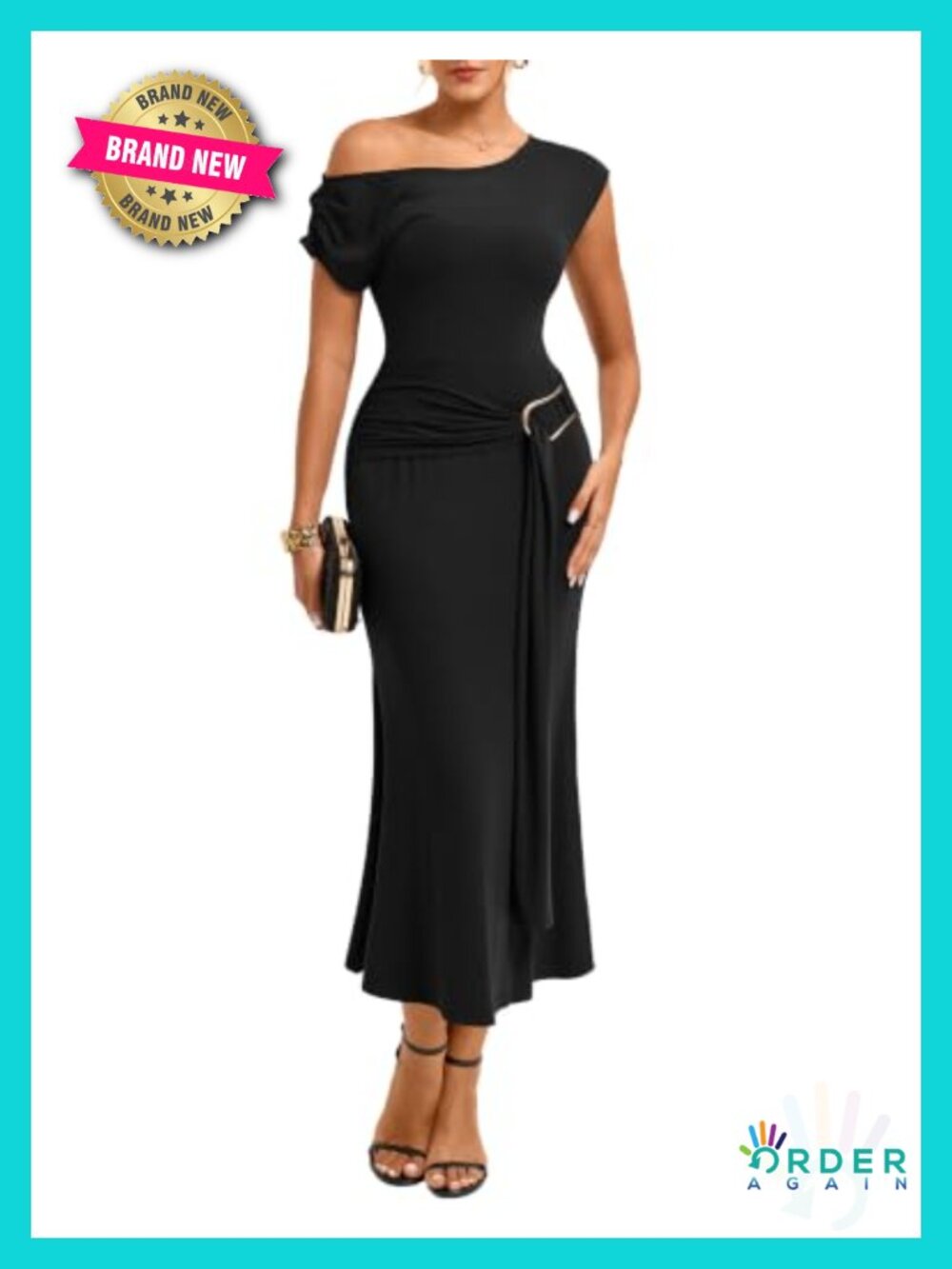 One Shoulder Bodycon Maxi Dress Sash Ruched Fishtail Formal Cocktail